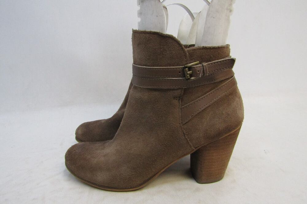 BP Womens Size 7.5 M Brown Suede Zip Buckle Ankle Heeled Boots Bootie